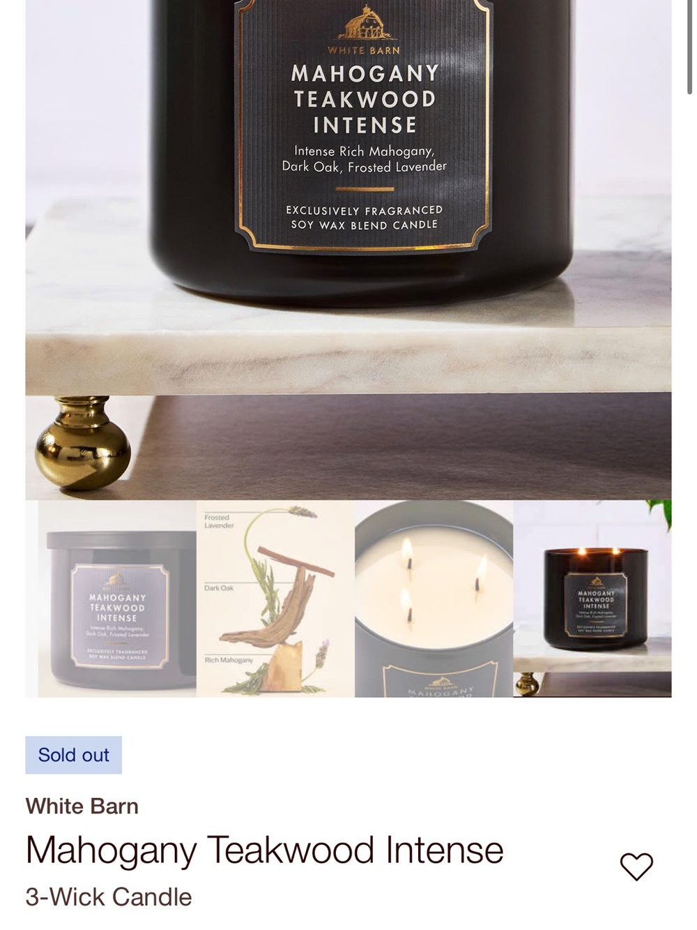 White Barn Mahogany Teakwood Intense 3-Wick Black Candle set of 5